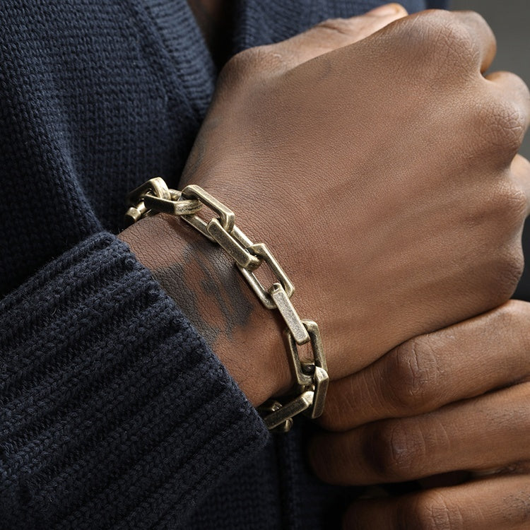 Thick Antique Bronze Titanium Steel Bracelet