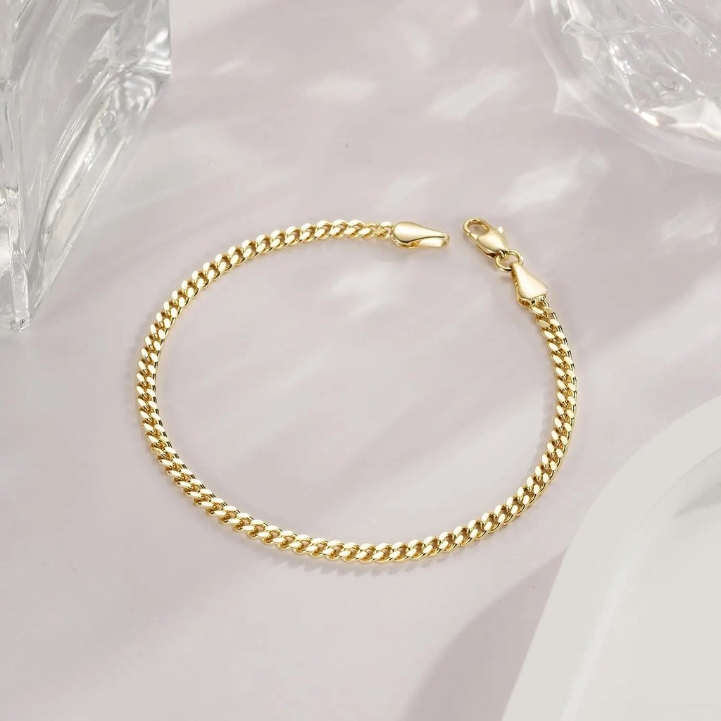 14K Gold 3Mm Classic Cuban Bracelet