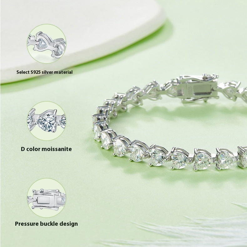 S925 Silver Plating 18k Platinum Diamond Bracelet