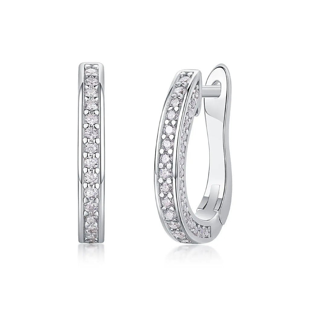 1Highlight S925 Moissanite Sterling Silver with Platinum-Plated Stud Earrings