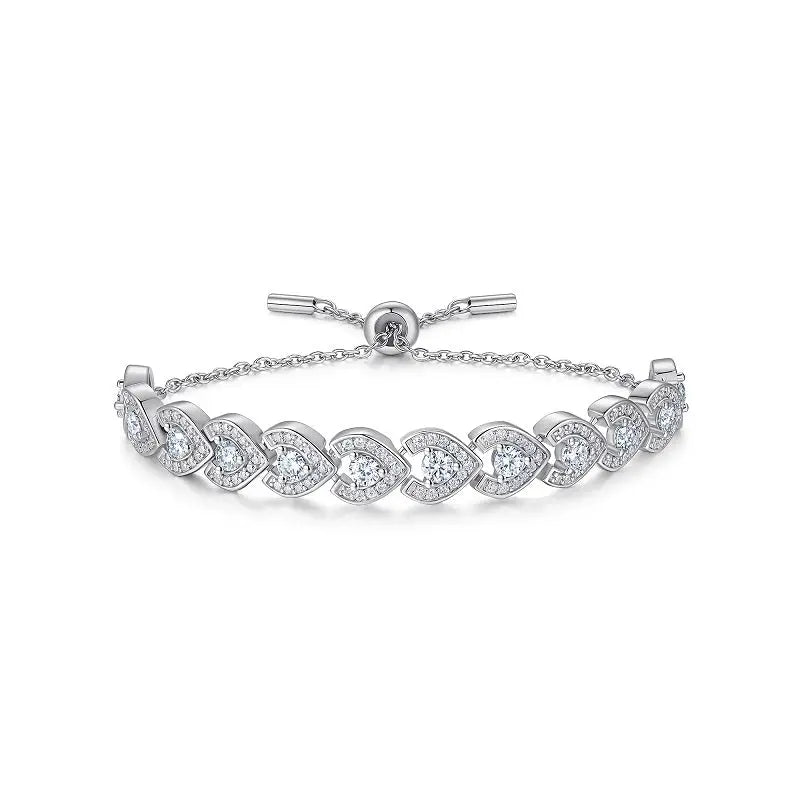 A Luxurious And Fashionable Minimalist Jewelry Bracelet Featuring Top-quality Moissanite, Made Of S925 Silver Electroplated With Platinum. - N&P Colletion