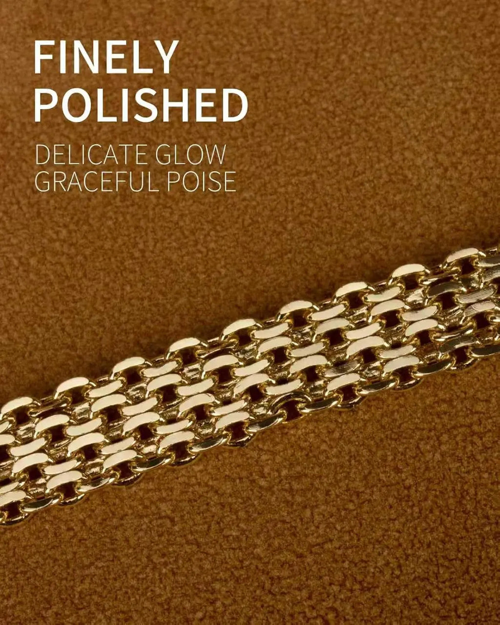 14K Gold 10Mm Mesh Chain Link Bracelet 