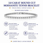 3 Carat round Cut Moissanite Tennis Bracelet 