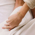 Dainty Gold Bracelets For Women, 14K Gold Filled Adjustable Layered Bracelet Cute Oval Chain Bar Gold Bracelet