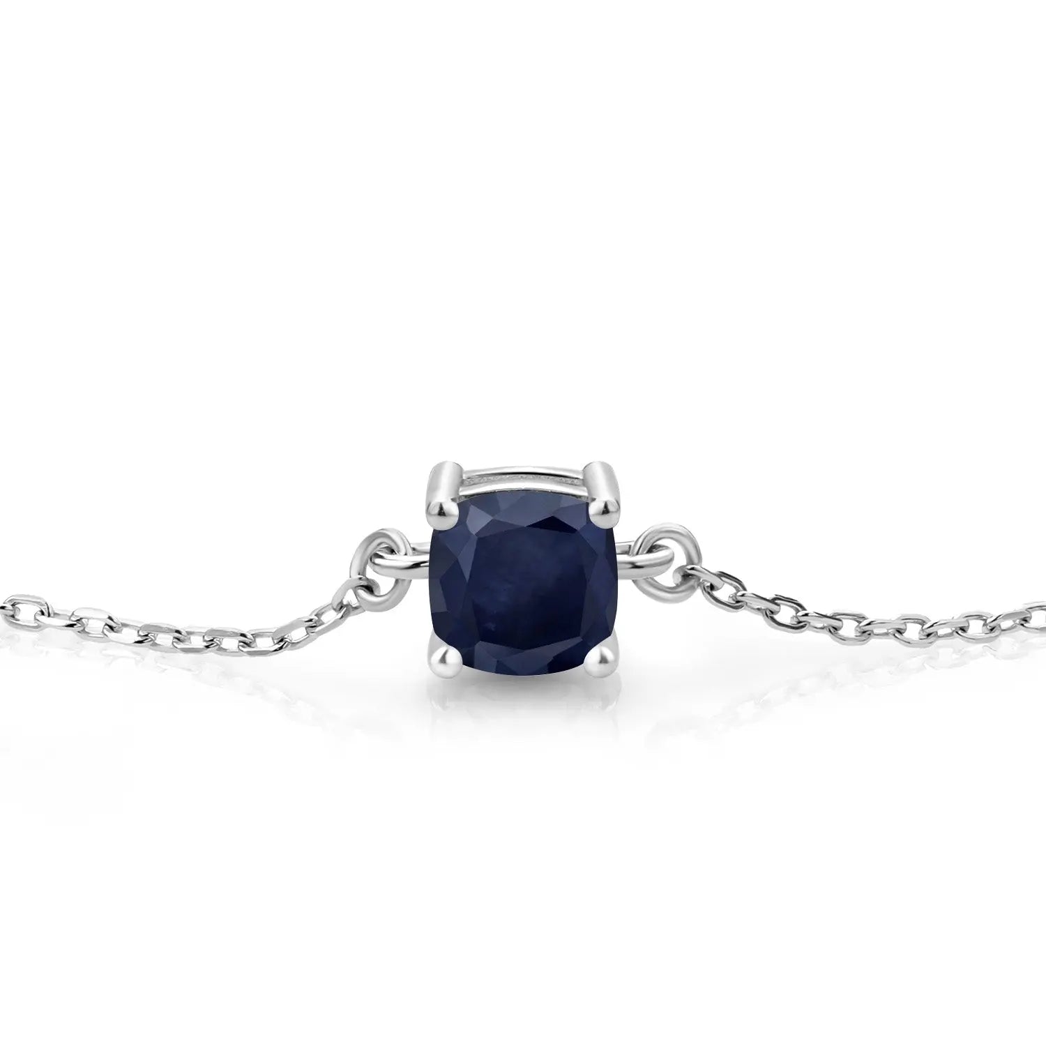 925 Sterling Silver Blue Sapphire Solitaire Bracelet 