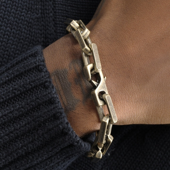 Thick Antique Bronze Titanium Steel Bracelet