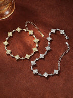 Moissanite Four-Leaf Clover Bracelet, 14K Gold Filled