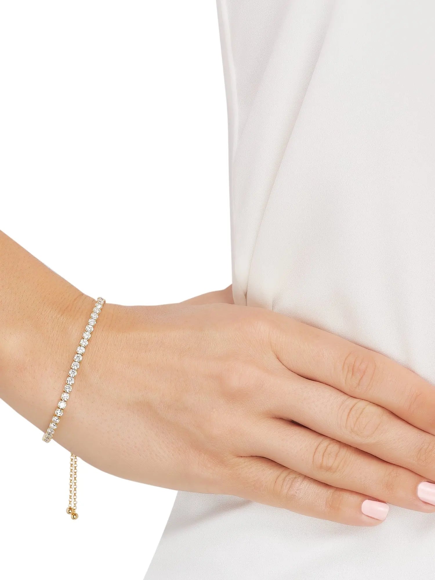 Cubic Zirconia Bracelet Sterling Silver 14K Yellow Gold-Plated