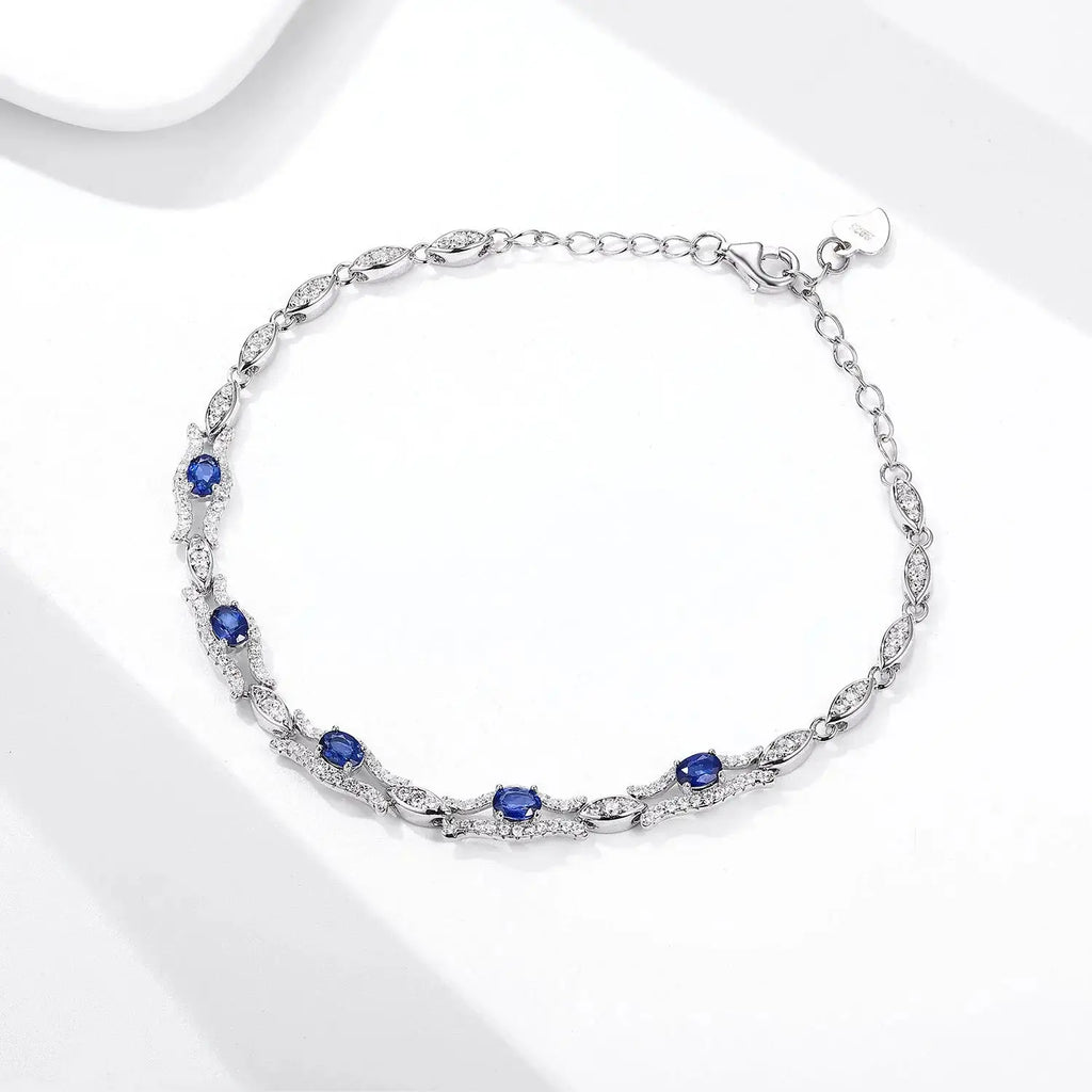 Natural Sapphire Bracelet for Women – S925 Sterling Silver Gemstone Jewelry, Premium Original Design NP Collection