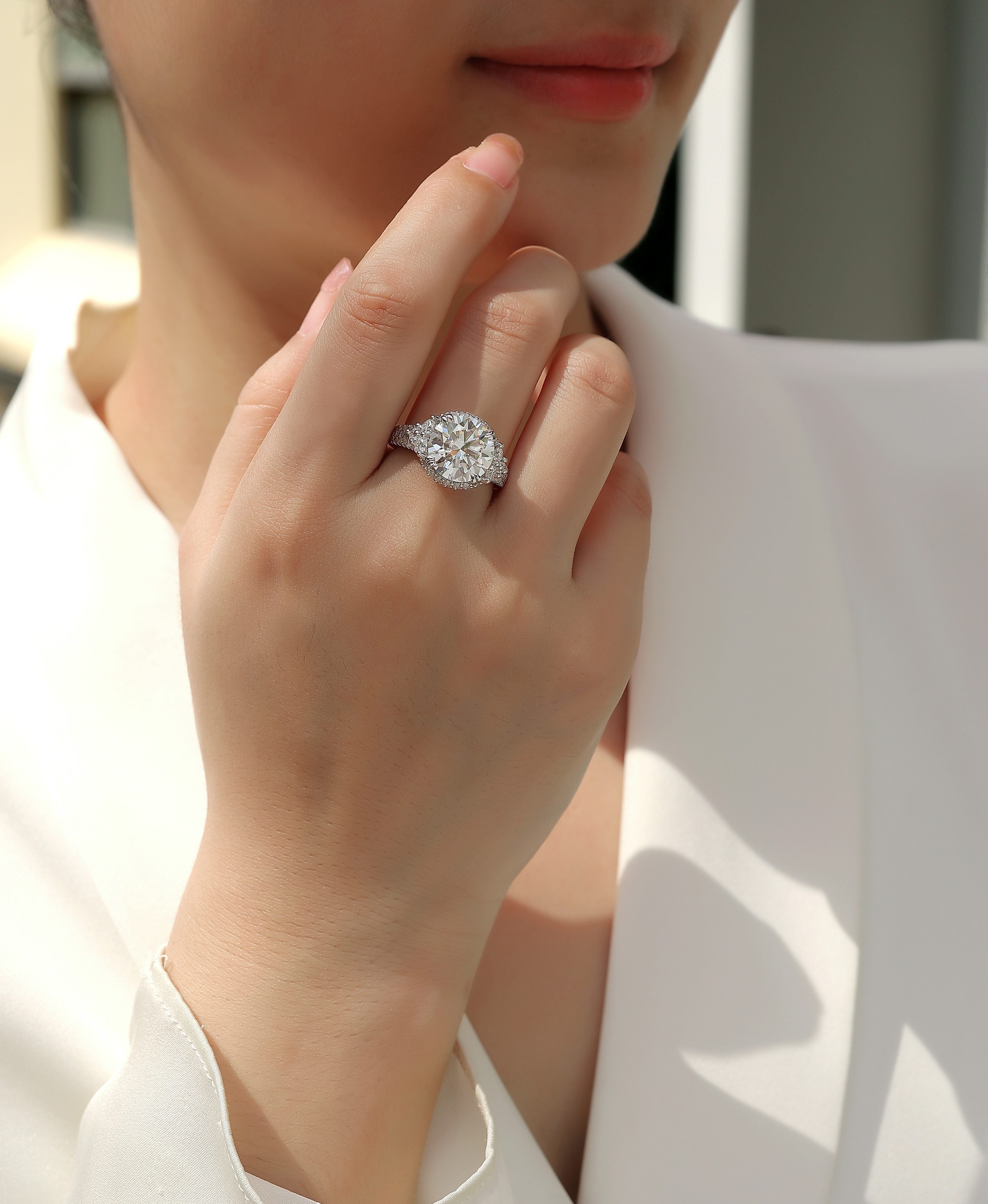 Dance With Youth - 5-carat Moissan Diamond S925 Sterling Silver And Platinum-plated Diamond Ring