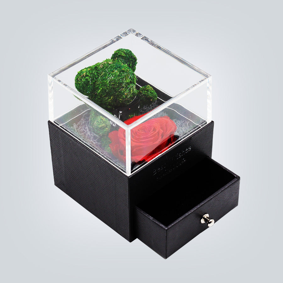 Teddy Bear Preserved Flower Jewelry Box Gift