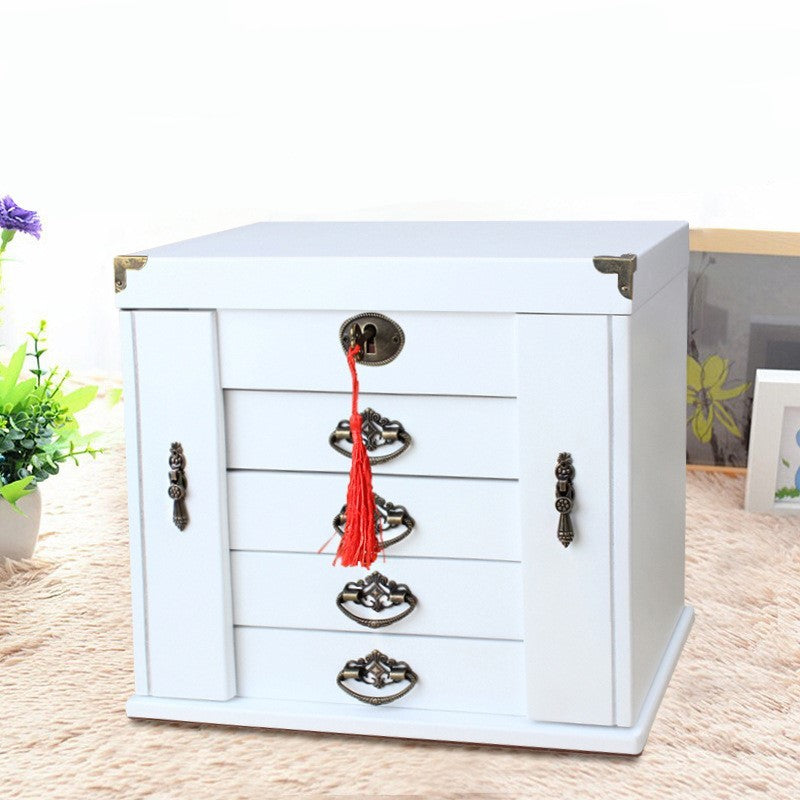 Wooden retro Chinese luxury jewelry box with lock