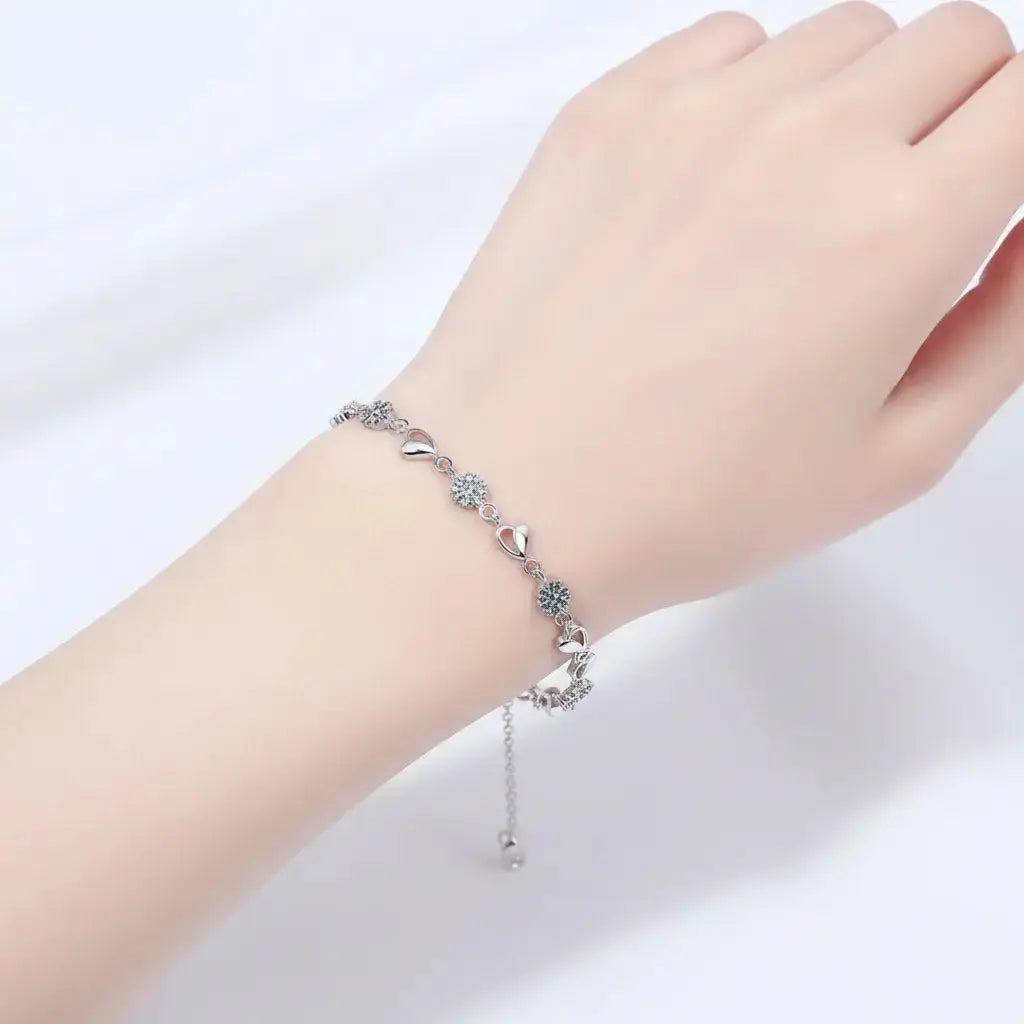 Heart Moissanite Bracelet Silver 