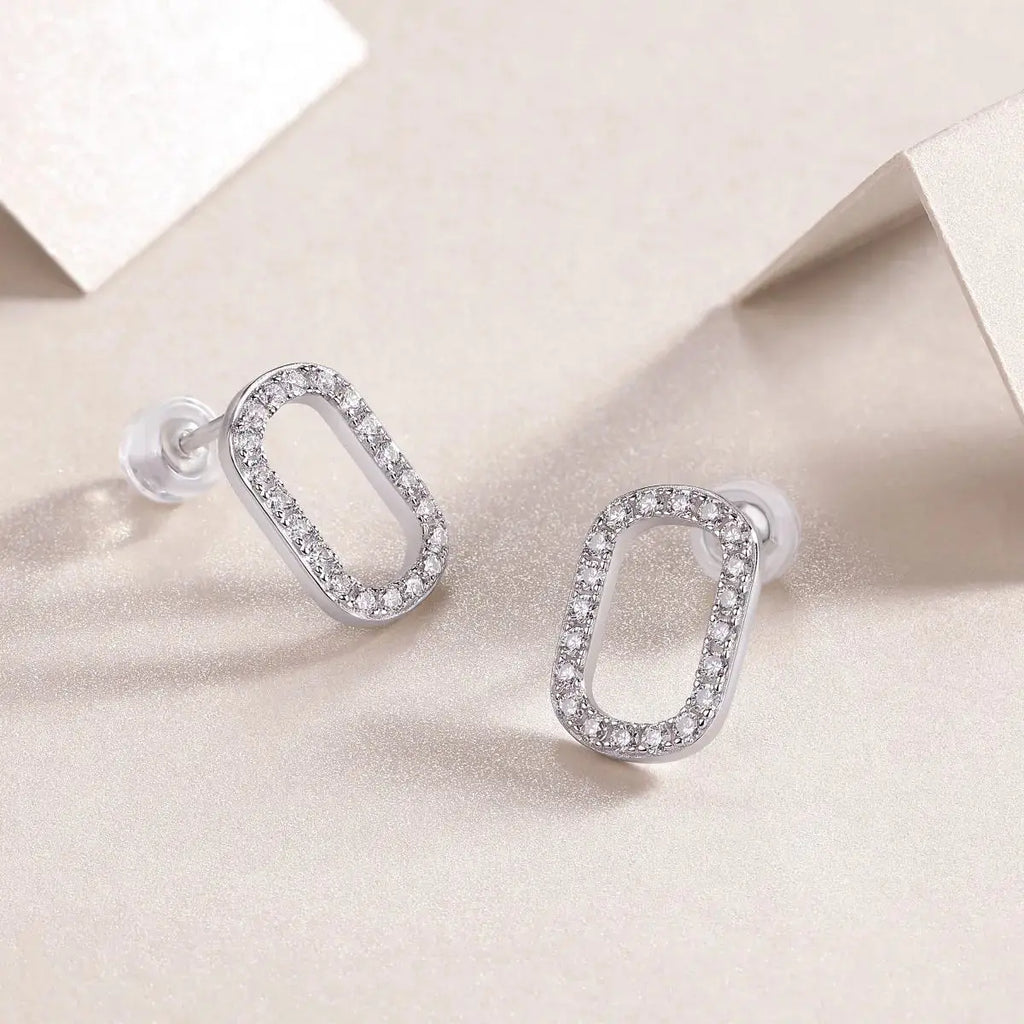 Return To Simplicity – Fashionable, Trendy and Affordable Moissanite Stud Earrings in S925 Sterling Silver, Platinum Plated - N&P Colletion
