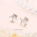 Airplane Earrings 925 Sterling Silver Dangle Drop Stud Earrings