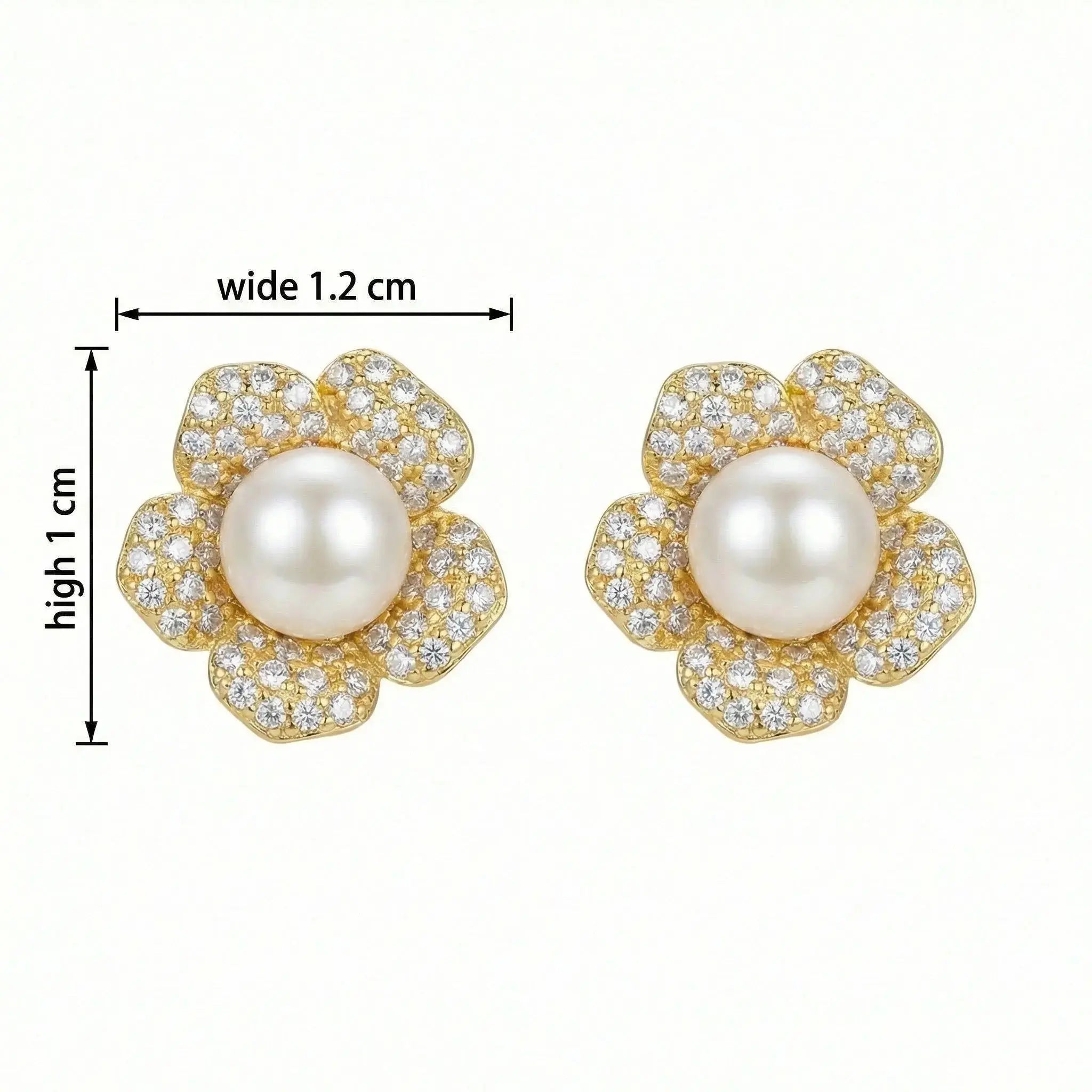 925 Sterling Silver Elegant Flower-Shaped Cultured Pearl and Sparkling Cubic Zirconia Stud Earrings NP Collection