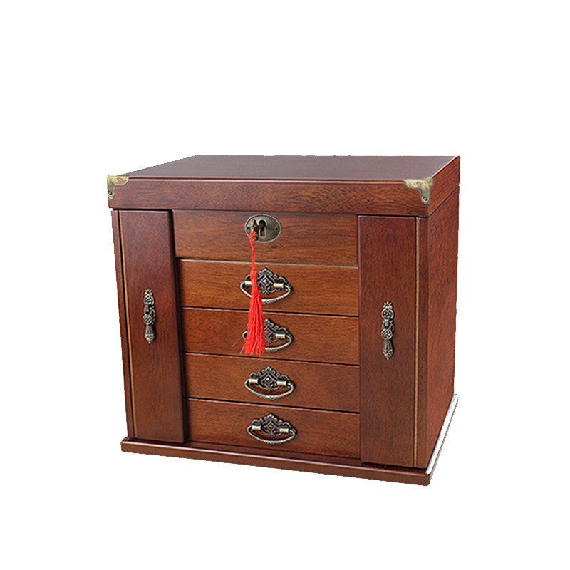Wooden retro Chinese luxury jewelry box with lock