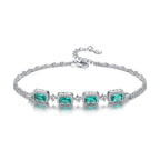 S925 Silver Fashion Emerald Bracelet for Women – Elegant Sterling Silver Gemstone Jewelry NP Collection