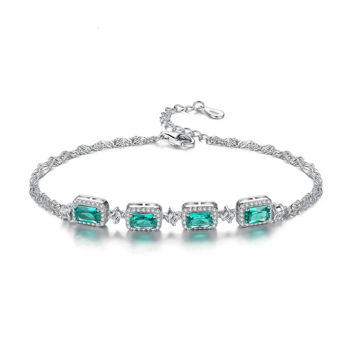 S925 Silver Fashion Emerald Bracelet for Women – Elegant Sterling Silver Gemstone Jewelry NP Collection
