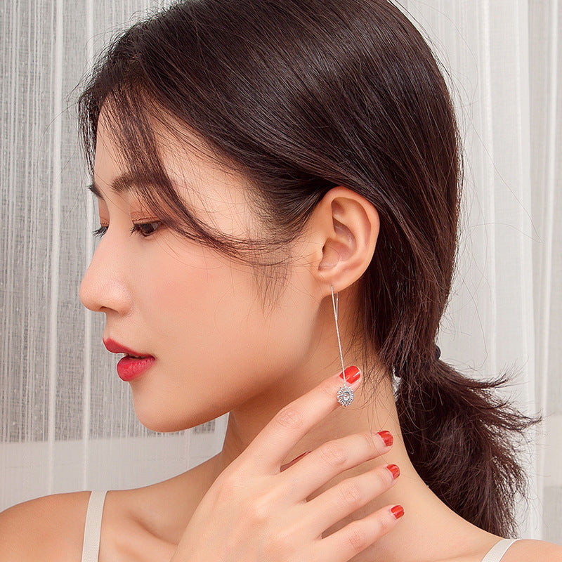 Diamond Christmas Snowflake Tassel Earrings