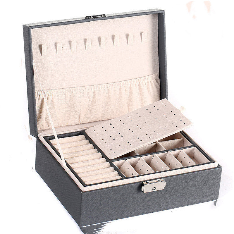 Double-Layer Leather Jewelry Storage Box