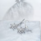 Sterling Silver Zirconia Snowflake Leverback Dangle Drop Earrings Jewelry