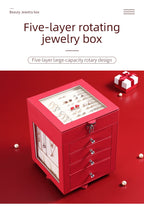 Five-layer rotating leather window jewelry box