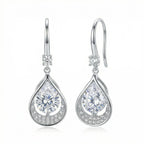 925 Sterling Silver Elegant Pear-Shaped Teardrop Halo Dangle Earrings in Sterling Silver Finish