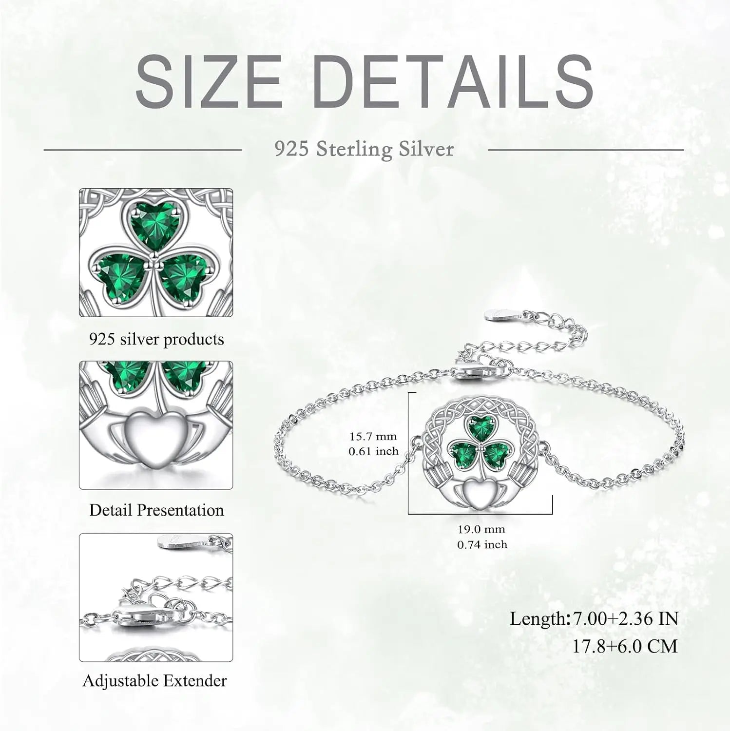 925 Sterling Silver Clover Bracelet 