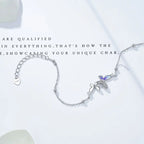 S925 Sterling Silver Forest-Style Flower and Butterfly Bracelet NP Collection