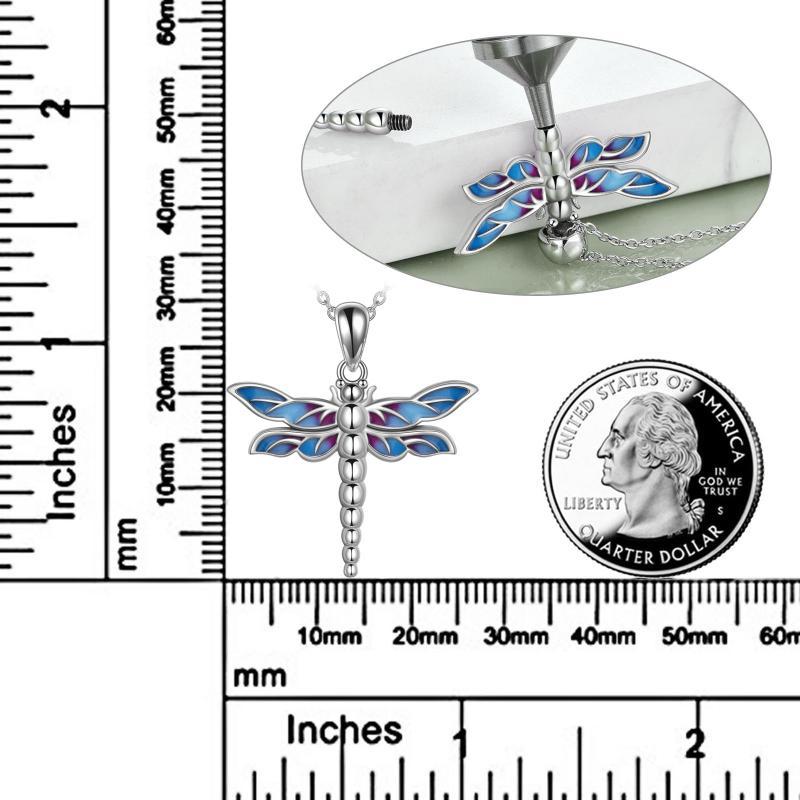 Sterling Silver Dragonfly Urn for Ashes Opal Dragonfly Cremation Necklace