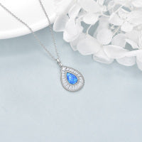 Sterling Silver Blue Opal Teardrop Necklace