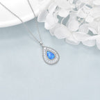 Sterling Silver Blue Opal Teardrop Necklace