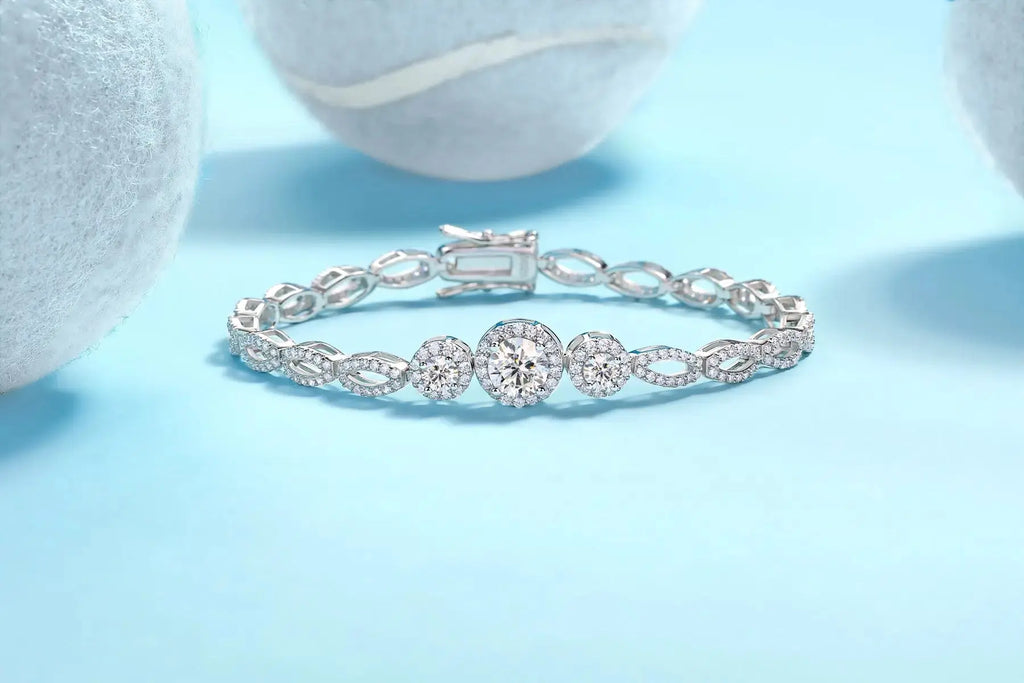 1-carat Luxury And Fashionable Light Luxury Trend Jewelry Silver Bracelet Set With Top-quality Moissanite, S925 Silver Electroplated Platinum NP Collection