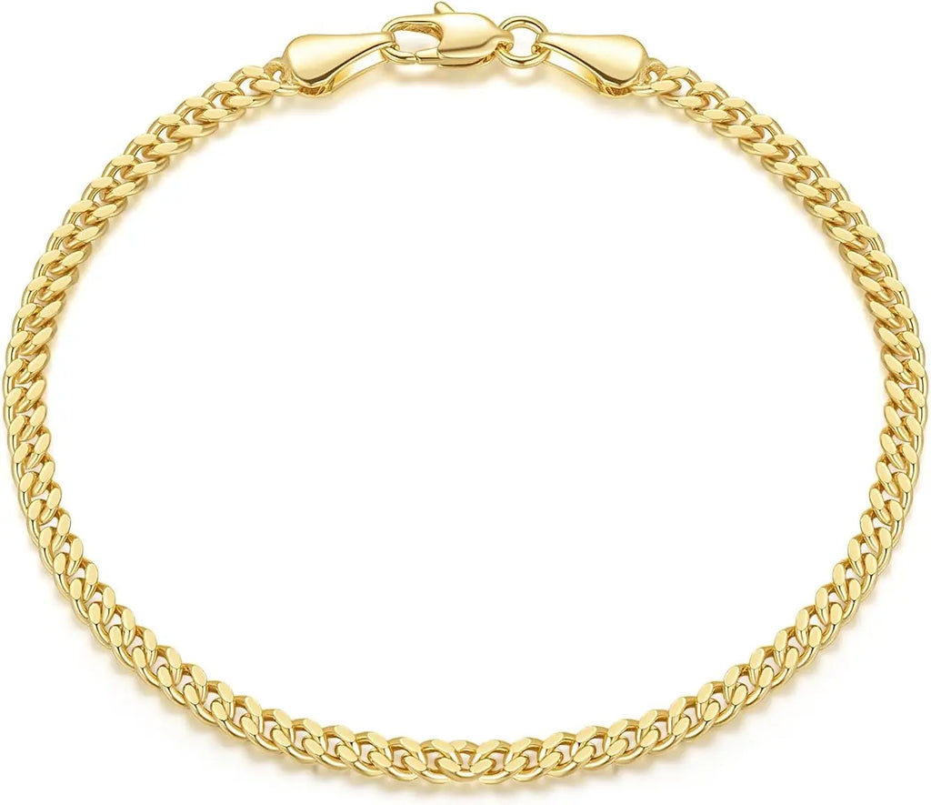 14K Gold 3Mm Classic Cuban Bracelet