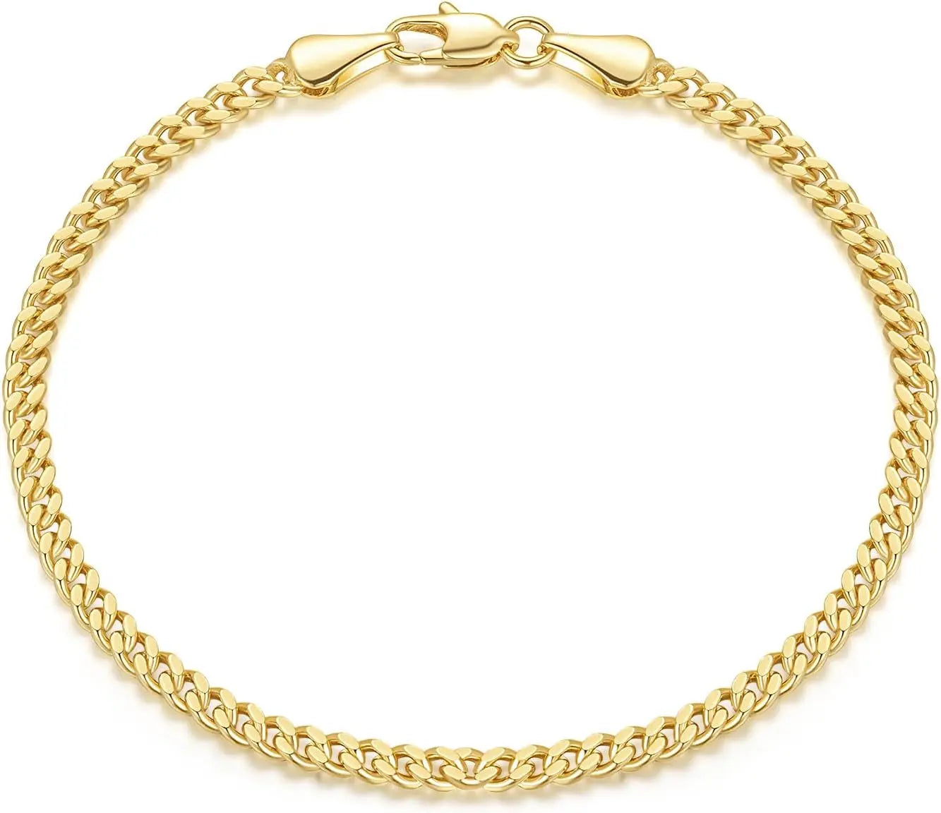 14K Gold 3Mm Classic Cuban Bracelet