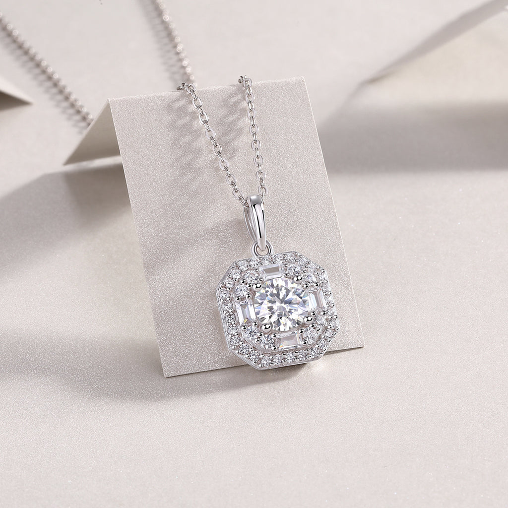 Small Square Bag - 1-carat Moissan Diamond S925 Sterling Silver And Platinum-plated Pendant