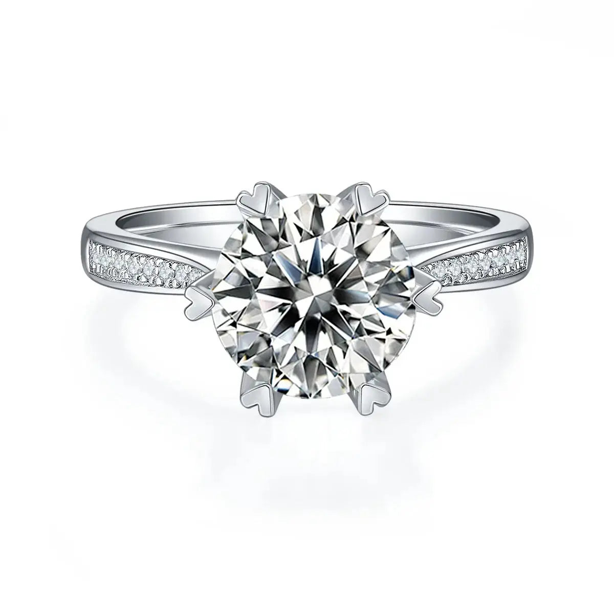 A 3-carat Luxury And Fashionable Light Luxury Jewelry Silver Ring Set With Top-quality Moissanite, S925 Silver Plated With Platinum NP Collection