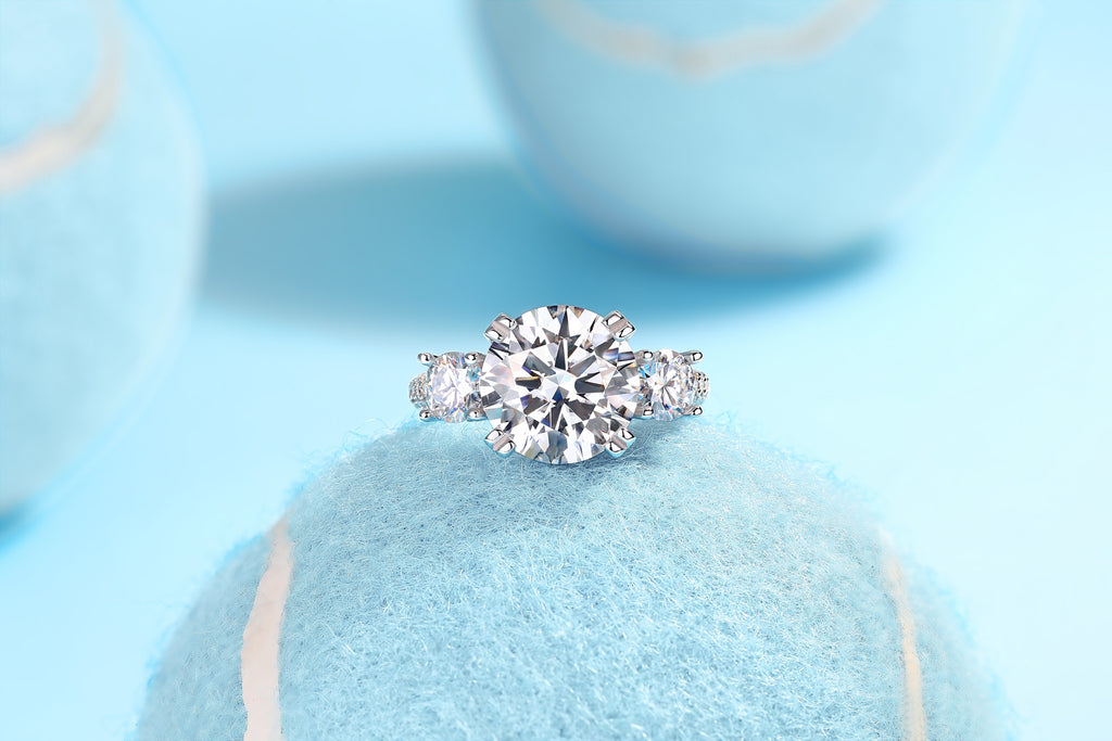 Dazzling Stars - 5-carat Moissan Diamond S925 Sterling Silver And Platinum-plated Diamond Ring
