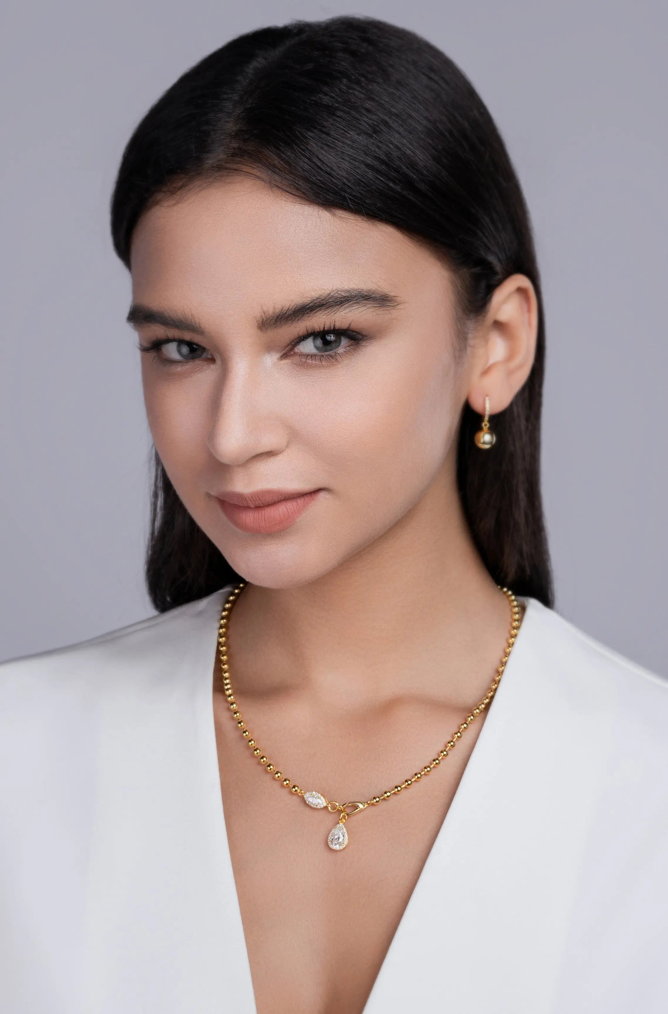 Fashionable Moissanite Pendant Jewelry Set – S925 Sterling Silver with Gold-Plated Diamond Accent NP Collection