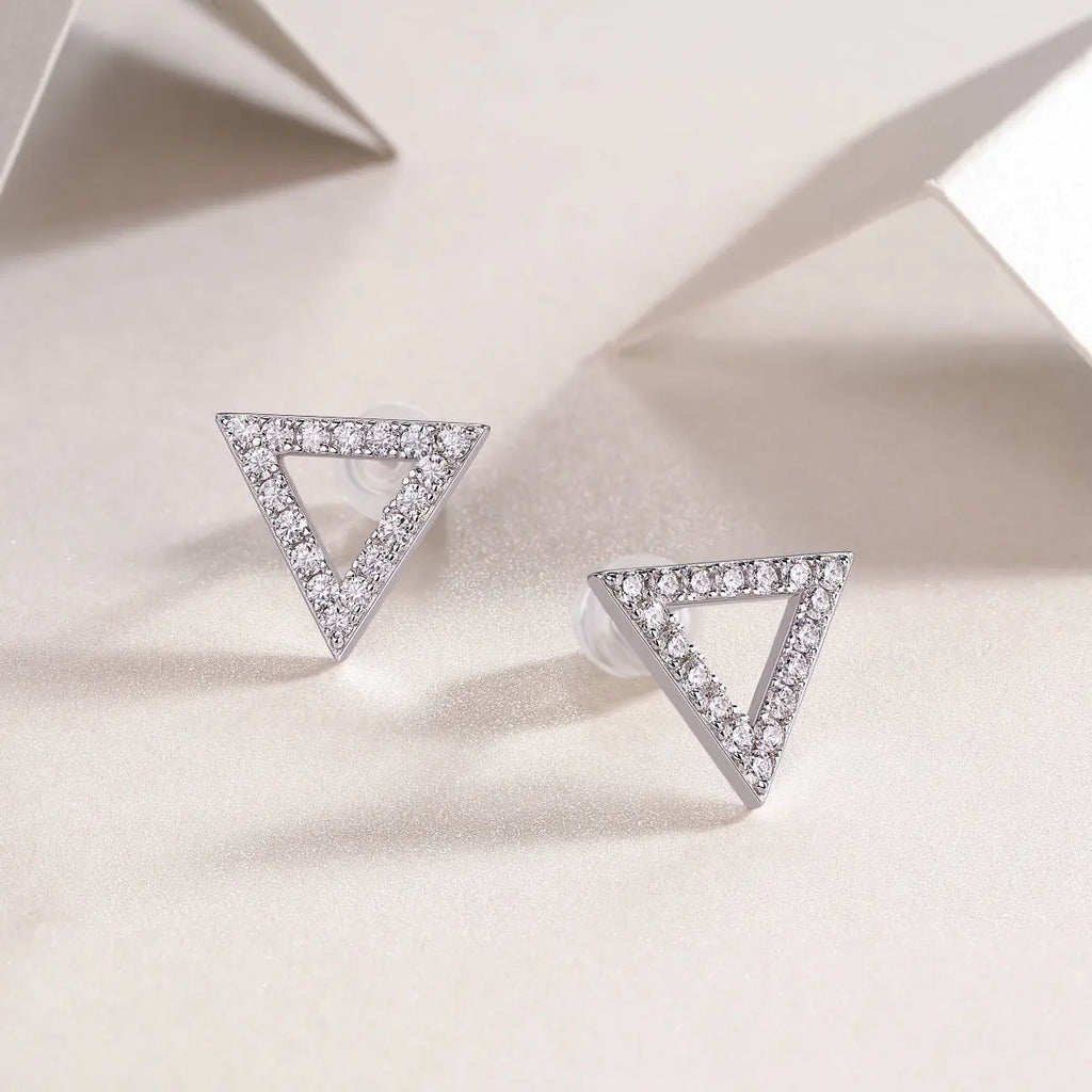 Unique - Moissanite S925 Sterling Silver and Platinum-Plated Stud Earrings