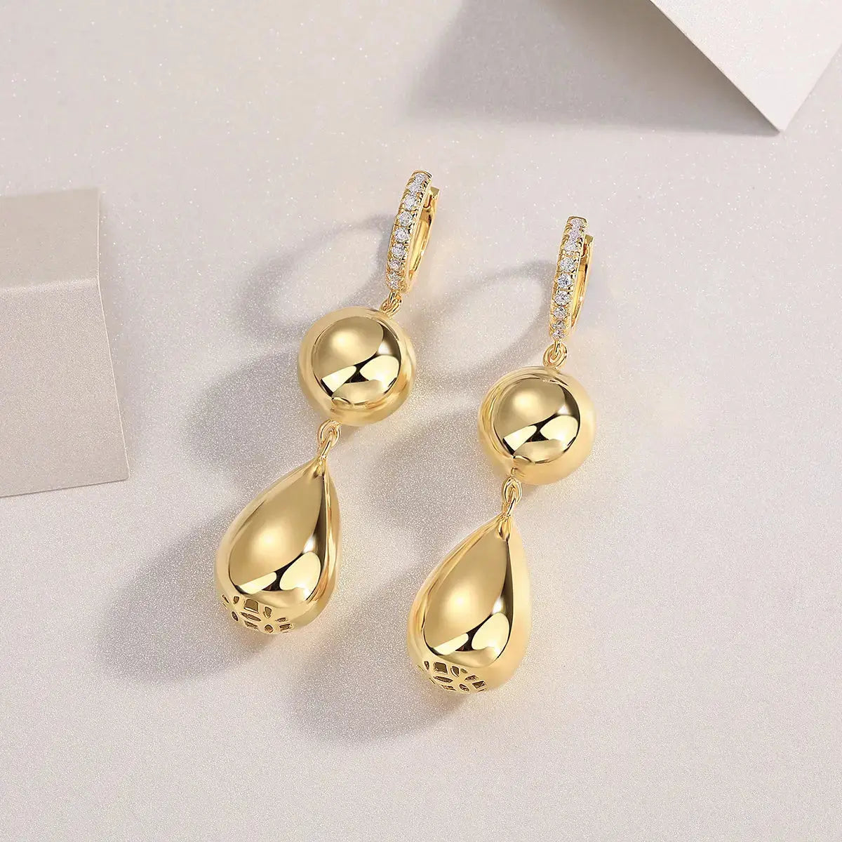 Gourd - Top-quality Moissanite Luxury And Fashionable Light Luxury Jewelry Silver Stud Earrings S925 Silver Electroplated Gold NP Collection