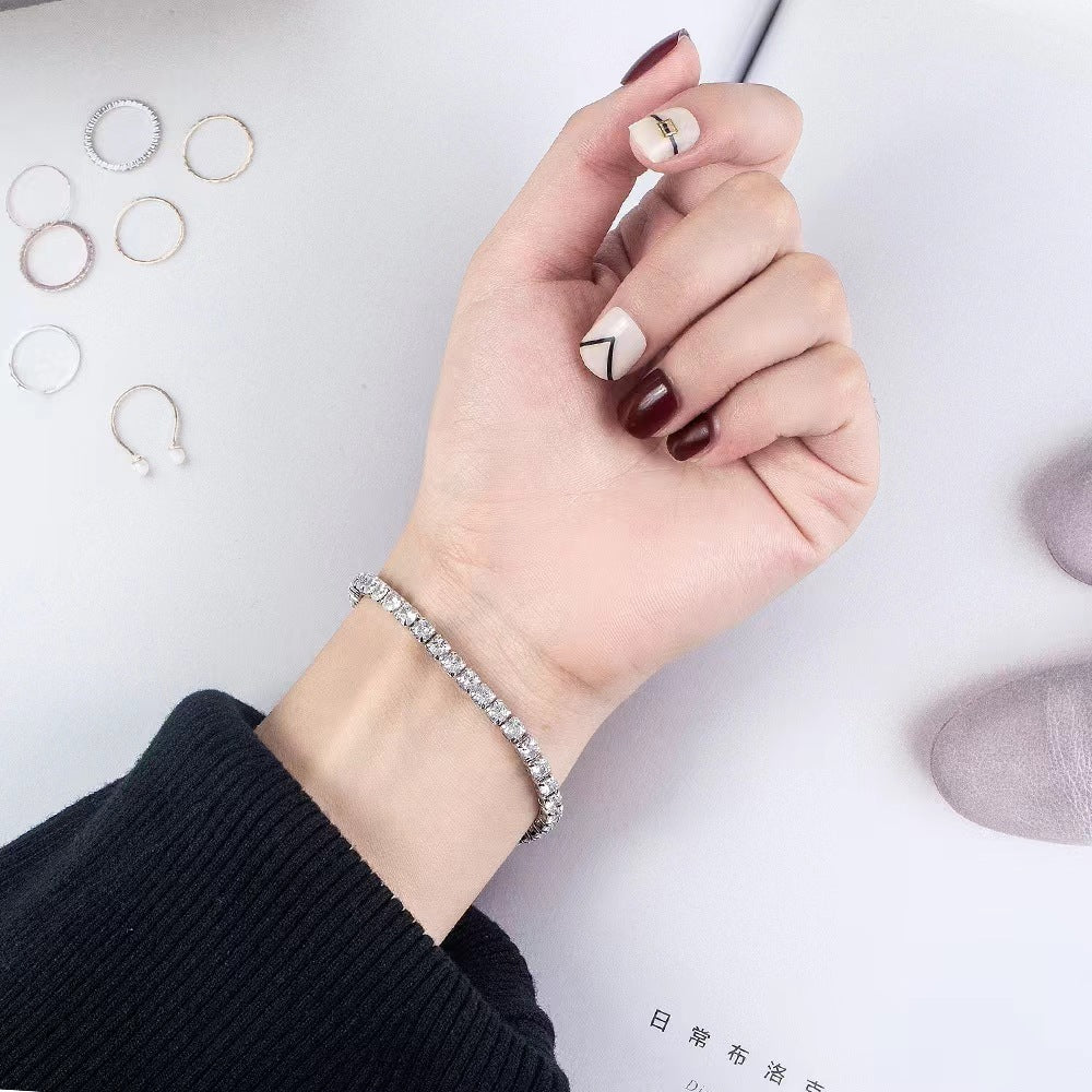 S925 Sterling Silver Diamond Inlaid Zircon Bracelet