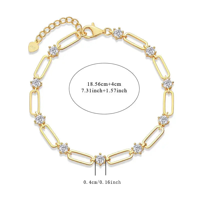 Set With Top-quality Moissanite, This Luxurious And Fashionable Light Luxury Trend Jewelry Silver Bracelet Is S925 Silver-plated With Gold NP Collection