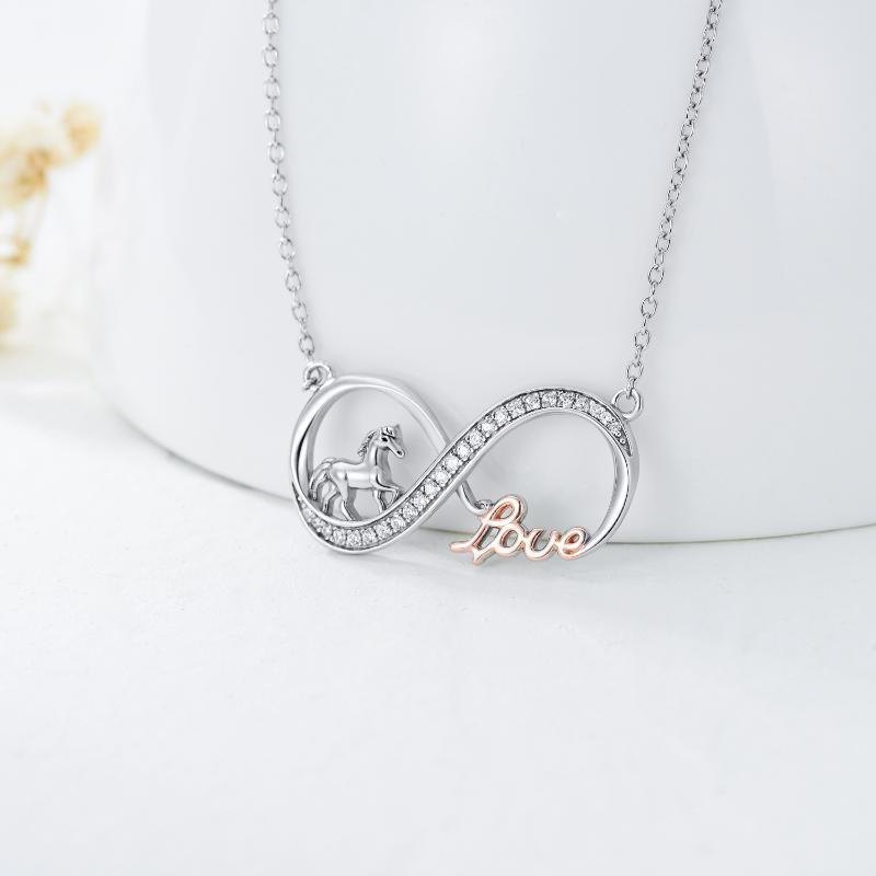 Horse Infinity Love Necklace Sterling Silver
