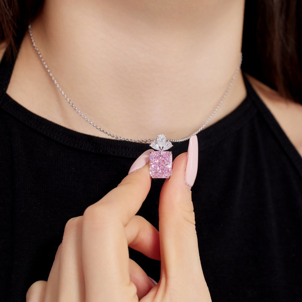 Women's Necklace Exquisite Rock Candy Shape Ice Flower Cut Zircon