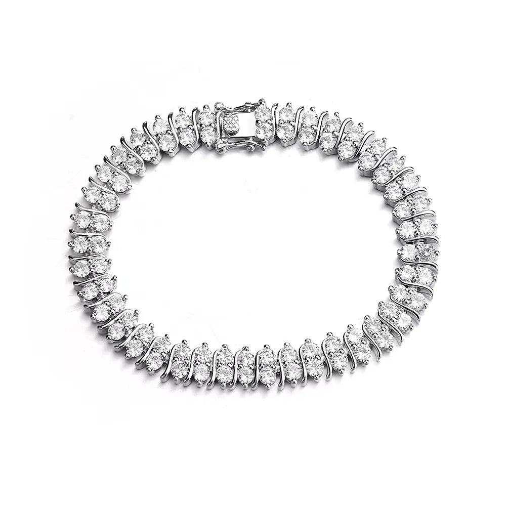 18K White Gold Plated Simulated Diamond Tennis Bracelet