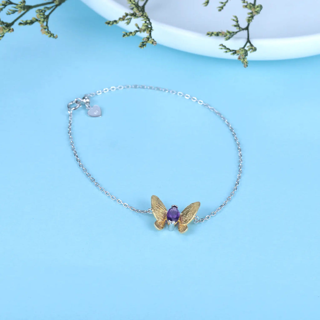 Designer Elegant Gemstone Butterfly Bracelet in 925 Silver