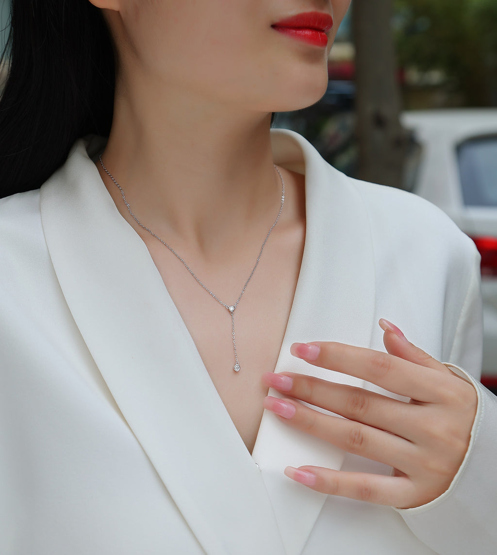 Tassel - Moissanite S925 Sterling Silver And Platinum Plating Pendant