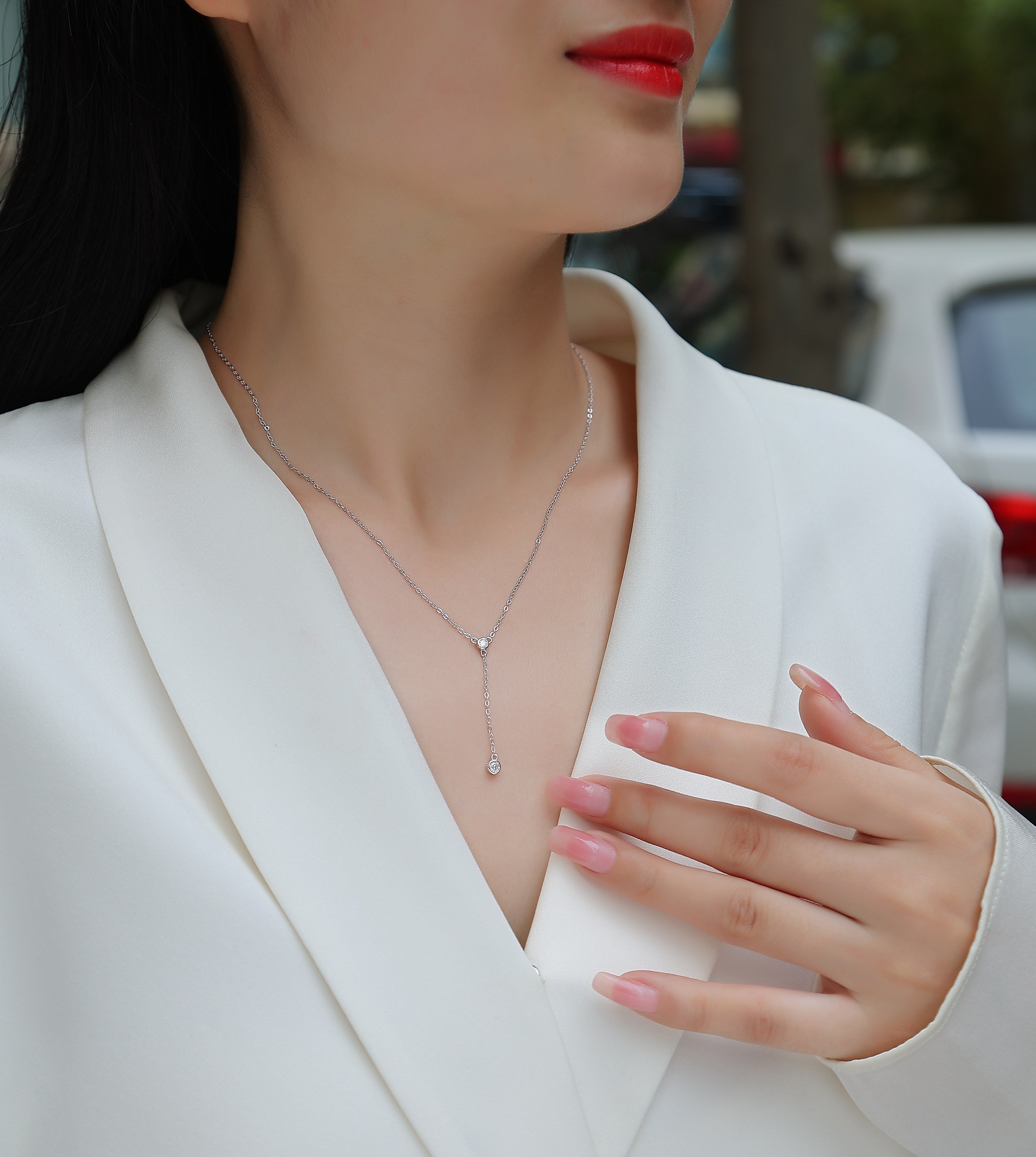 Tassel - Moissanite S925 Sterling Silver And Platinum Plating Pendant